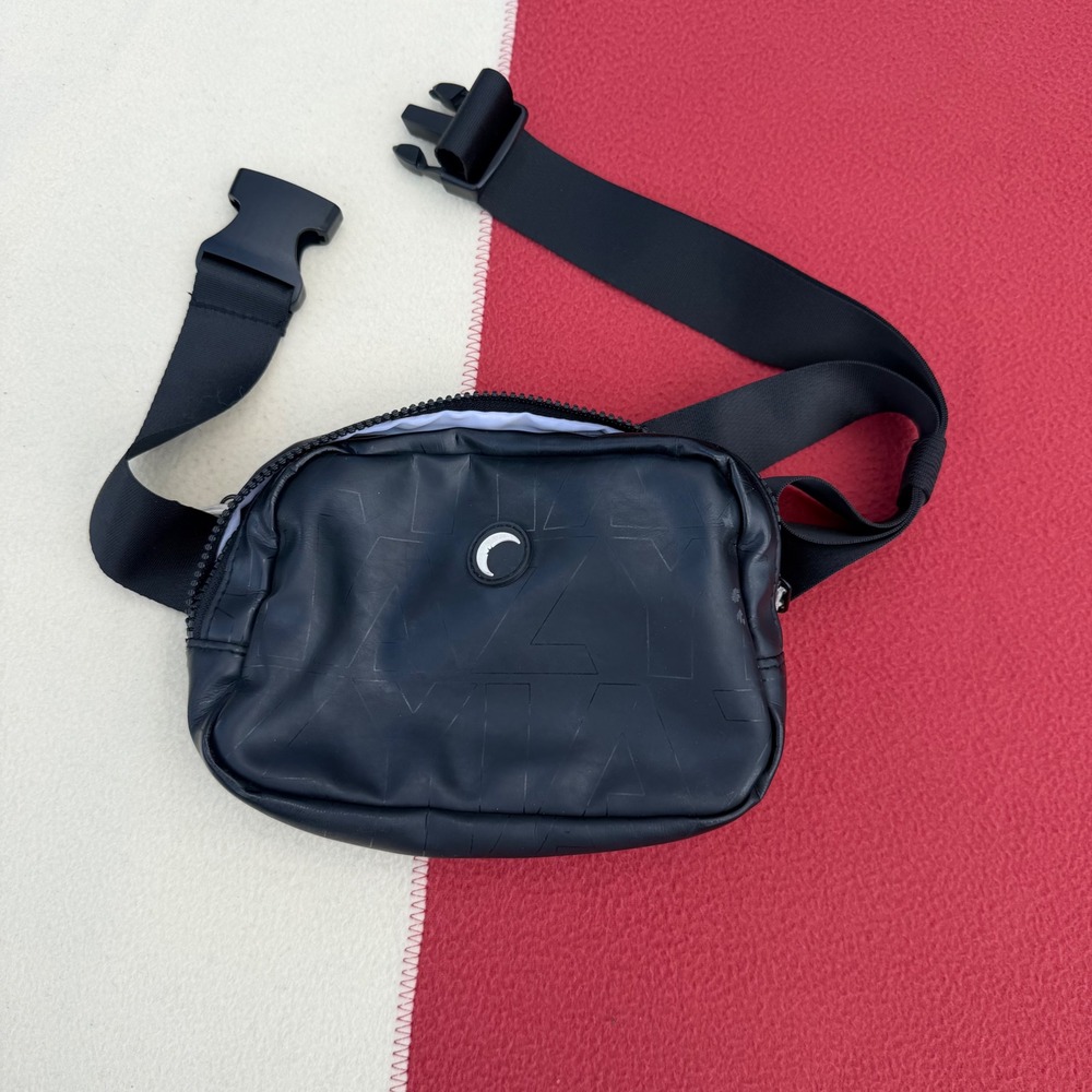 Zyia Active Black‎ Belt Bag Waist Pack Fanny Pack with Tonal Logo Pattern